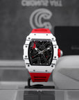 SILVERSTONE NTPT WHITE CARBON FIBER RED RUBBER